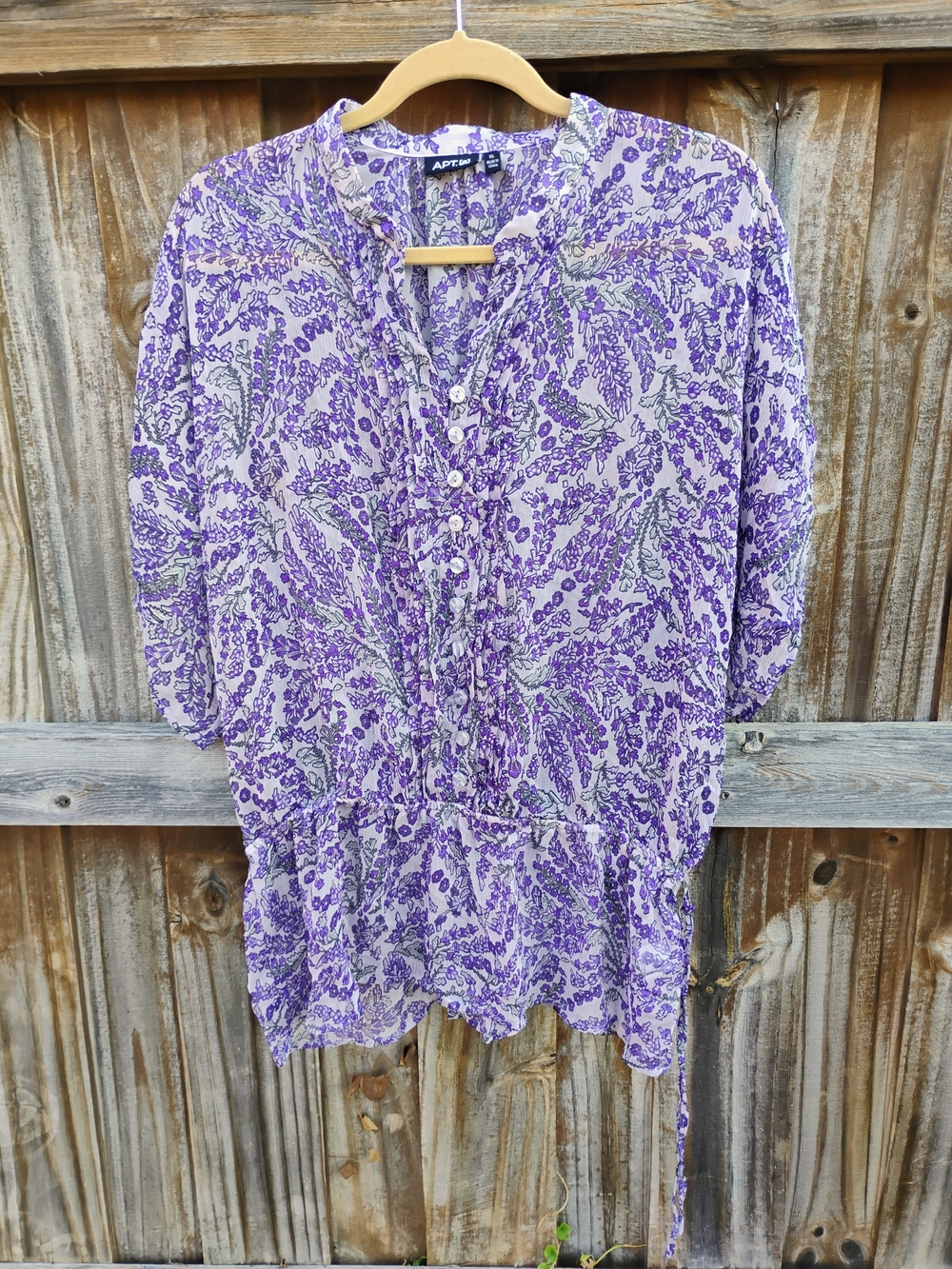Apt. 9 Purple Floral Button-Front Peasant Tunic